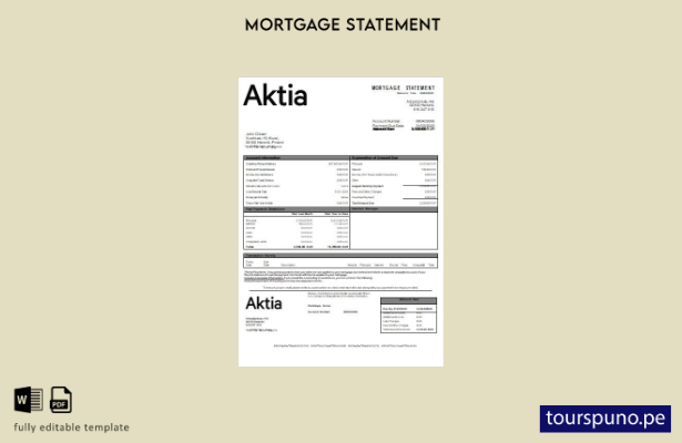 listo para imprimir plantilla de extracto de hipoteca del Aktia Bank de Finlandi